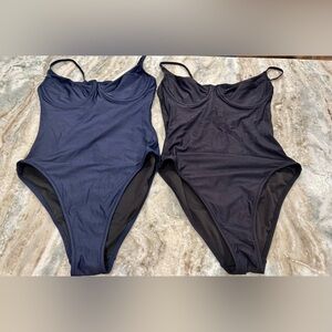 J Crew swimsuits, black and navy, size 8, underwire